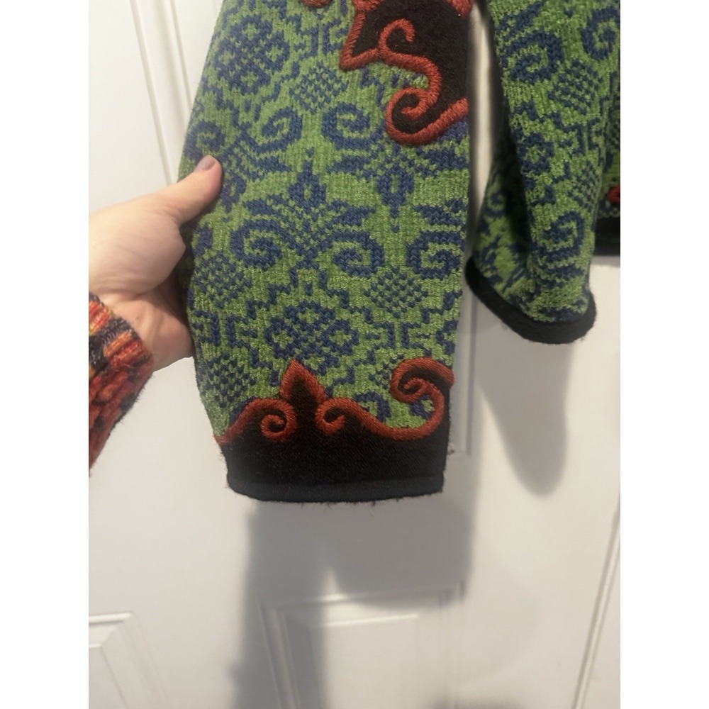 Vintage Vrikke Wool Nordic‎ Knit Jacket Cardigan Women's S Green Sz S Folk Style - Picture 4 of 14